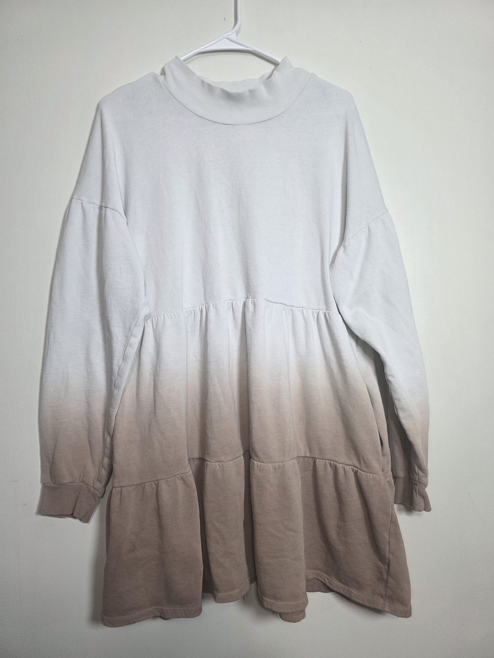 wild fable Ombre Tiered Cowl Neck Dress - White to Light Brown